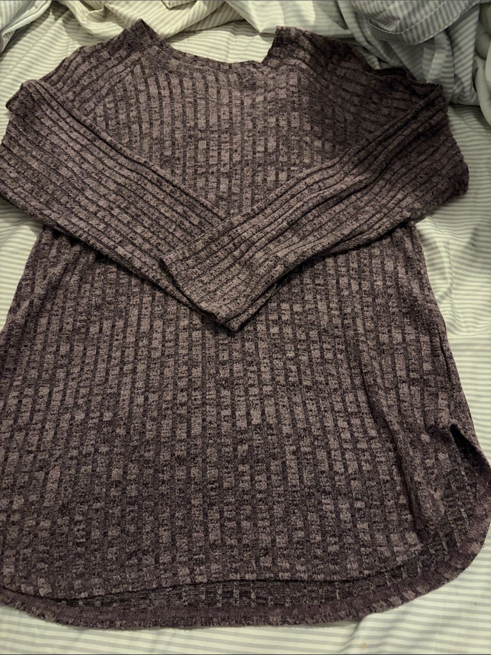 Women's Cozy Ribbed Long-Sleeve Sweater - Purple